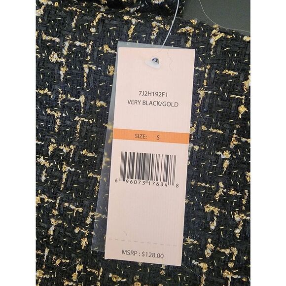 Nanette Lepore  NWT tweed open front black and gold blazer Size small - Picture 6 of 8